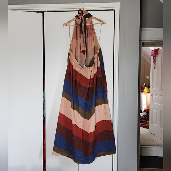 Anthropologie The Odells Peach and Blue Mixed-Stripe Top - Picture 3 of 8